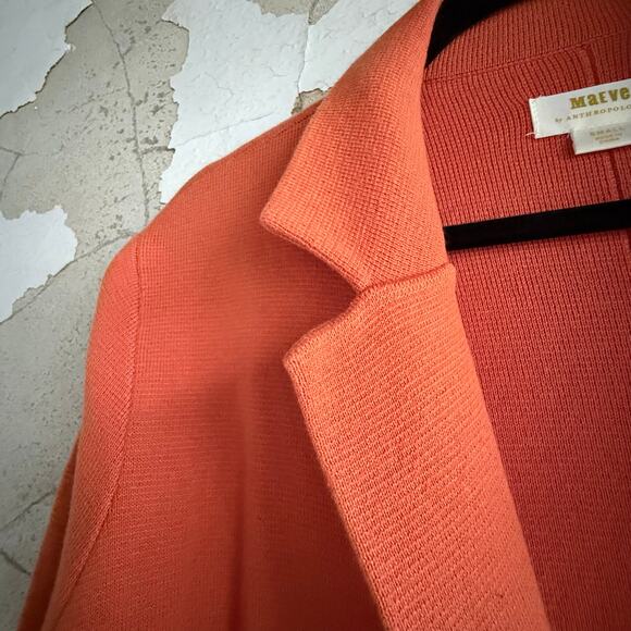 Anthropologie Duster Cardigan Orange Longline Sweater Coat Womens S Quiet Luxury - Picture 4 of 9